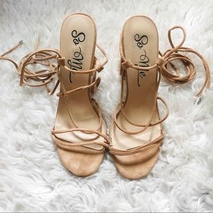 Tie-Up Suede Heels